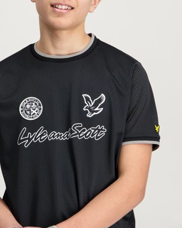Lyle & Scott Printed Airtex T-shirt Musta T-paidat Pojat - Kids Brand Store