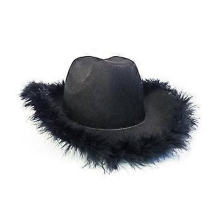 Stor Fjäderbrätte Dam Herr Fedora Hatt för Vinter Höst Elegant Dam Filt Kyrka Cowboyhatt med Justerbart Hakband Svart (Svart)