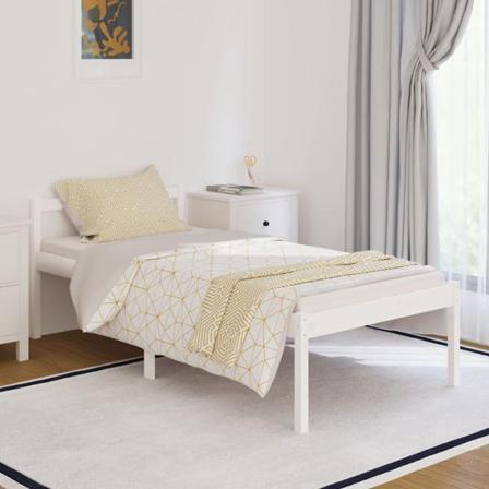 Vidaxl Sängram Vit Massiv Furu 90x190 Cm 3ft Vit