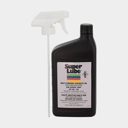 Syntetisk universal smøremiddel Super Lube Multi-Purpose Synthetic Oil, flaske inklusive spraydyse, 1 liter