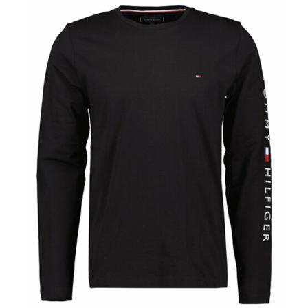 Tommy Hilfiger Long Sleeve Logo T-Shirt Sort, Herre Langærmet