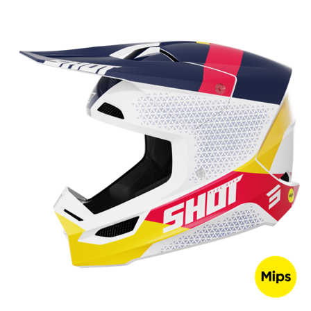 Crosshjelm Shot Race Mips Ridge Hvid/Rød/Blå/Gul XL