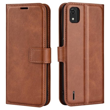 Hållbart konstläder Nokia C2 2nd Edition fodral med plånbok - Brun
