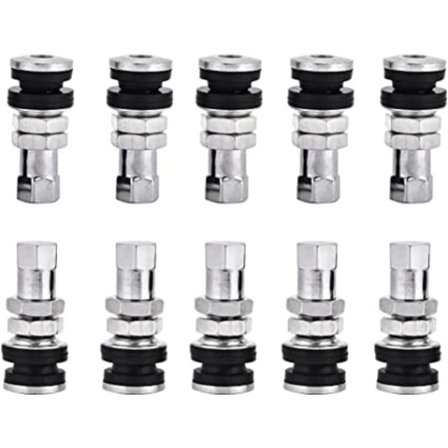 10 st TR161 däckventil kort stång metallbult med dammskydd