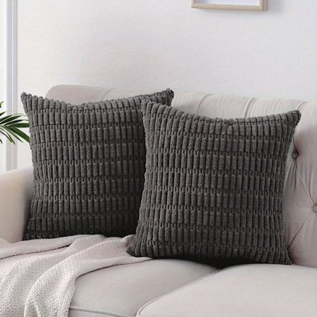 Tekstil 2-pak Corduroy Dekorative Pynteputer Trekk 18x18 Tommer Myke Boho Stripete Pynteputer Trekk Moderne Gårdshus Hjemmeinnredning Sofa Pynteputer 