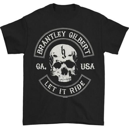 Brantley Gilbert Let It Ride Skull Vanlig T-shirt för män M