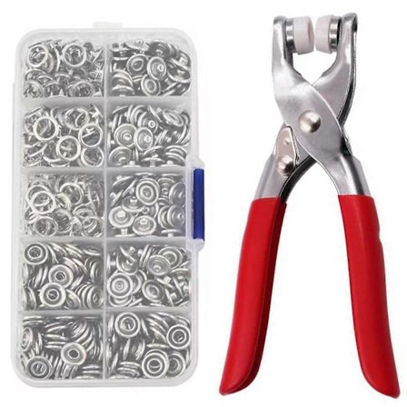 Tryckknappar Set, 100 Set Metall Tryckknappar, 9,5 mm Öljettpress med Tryckknappstång Set, Perfekt för Klädtillverkning och Sömnad