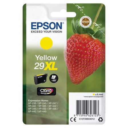 EPSON Bläckpatron 29XL, C13T29944012, Strawberry, Claria Home-bläck, gul, singelförpackning, hög kapacitet - Lyreco - Toner och bläck - Bläckpatroner 