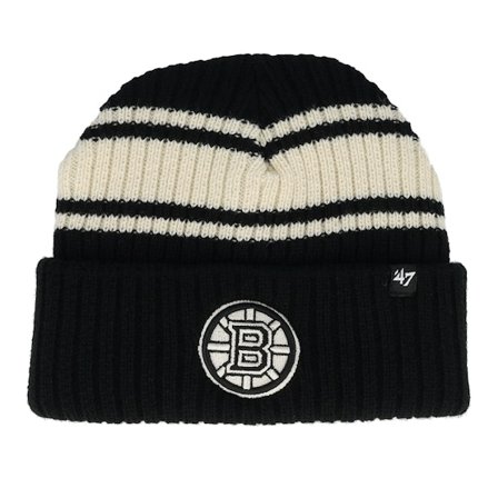 47 Brand - NHL Noir cuff Bonnet - Boston Bruins Harbor Stripe 47 Black/White Knit Cuff @ Hatstore