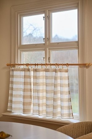 Jotex - Caféhausvorhang Beige/naturweiß - IRIS - Kaufe Kurzgardinen bei Jotex