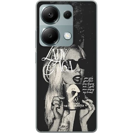 Yhteensopiva Puhelinkuori Xiaomi Redmi Note 13 Pro 4G Lady Gaga mustavalkoinen retrojuliste aurinkolaseilla ja pop-taide-estetiikalla