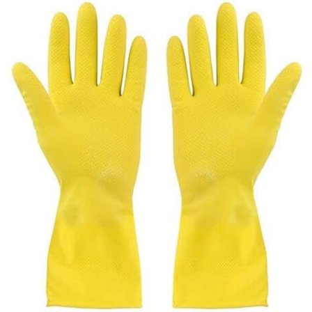 Rengøringshandsker til husholdningsbrug, latexhandsker til opvask med ekstra lang manchet og blødt, åndbart for (stor)