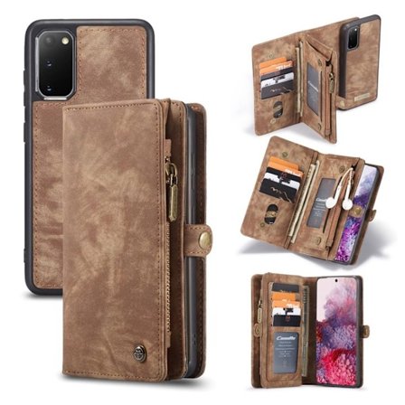 CaseMe Samsung Galaxy S20 Zipper Wallet Etui - Brun
