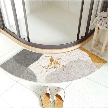 MOTT 50 Kvadrant Böjd Badrumsmatta 45x100cm Halvcirkelformad Badrumsmatta Halkfri Golvmatta Hörn Duschmatta Tvättbar Fläktformad Fotplatta Dörrmatta