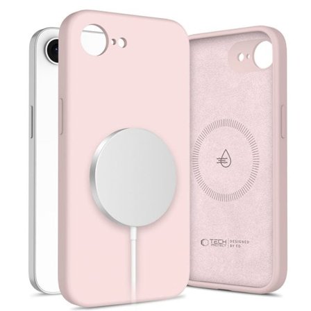Tech-Protect MagSafe iPhone 16e-etui i flytende silikon - rosa