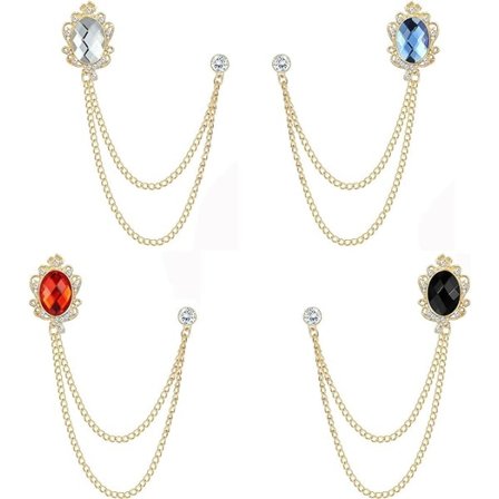 4 stk. Broche Slips Nål Kæde til Mænd Kravenåle Badge Hængende Kæder til Skjorter Papirclips Slips Nåle til Kvinder Mænd Jakkesæt Tilbehør til Mænd