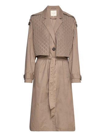 Fqtuksy-Jacket Trench Coat Kåpe Brun FREE/QUENT*Betinget Tilbud