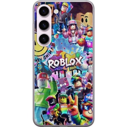 Kompatibelt Mobildeksel til Samsung Galaxy S23 Stor fargerik Roblox-verden med mange karakterer, energifull spillillustrasjon perfekt for barnerom og