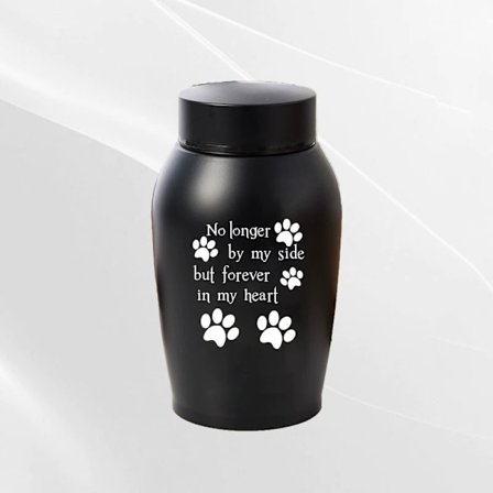 Kæledyr Kremering Urner, Kæledyrsurner til Hunde- og Katteaske, Poteaftryk Souvenir Urner, Kæledyrsmemorial Urne (medium, sort)