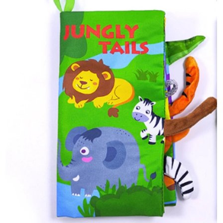 Kirja-lelu, kosketa ja tunne -kirja rypistyneestä kankaasta, sopii varhaiseen kehitysvuorovaikutukseen pojille ja tytöille, Metsäpainos