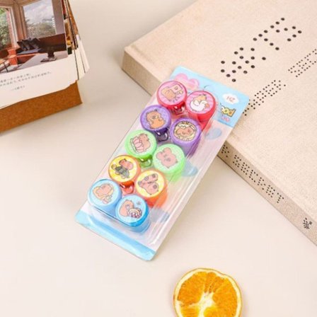 Stempler for barn – 10-delt sett med søte dyr | Inkluderer fargerikt blekk | Perfekt gave