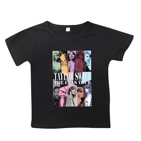 Barn Tonåringar Taylor Swift T-shirt Kortärmad Rund Hals Tee Cartoon Casual Toppar Sommar Black 160cm