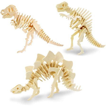 (Tyrannosaurus Rex Spinosaurus Stegosaurus)Træbyggekits