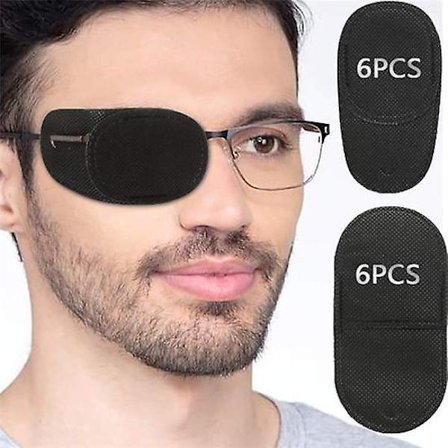 Øjenlapper til Voksne og Børn 12 stk. Lapbriller Behandling af Dovenskab Amblyopi Skelen Venstre eller Højre Øjne (sort)