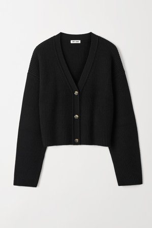 Soft Goat - Ribbed Cardigan - M - Black