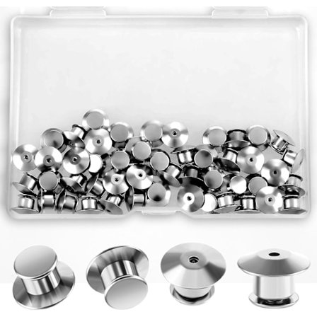 50 styk låsende nålebagstykker, låsende nåleopbevaringsspænde metallås til nåle fladt hovedclips nålebagstykkelås til brocher emaljenåle