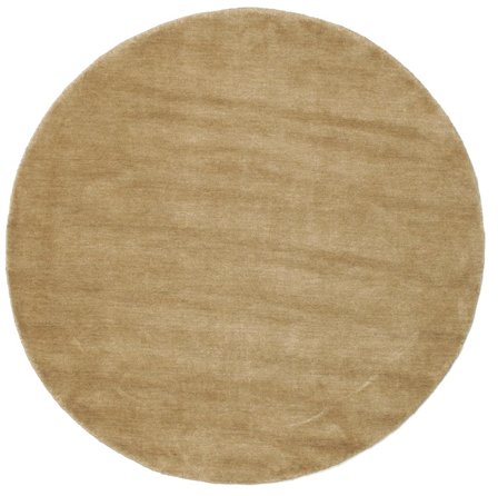 Handloom Ø 150 Small Beige Plain (Single Colored) Round Wool Rug