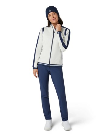 Original Penguin Golf Knit Embossed Floral Colourblock Jacket - Cream - XL