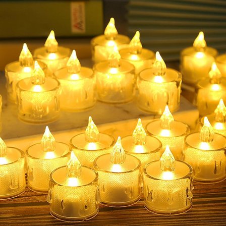 35 stk. LED Flammeløse Fyrfadslys, Flakkende Flamme, Batterier Inkluderet, Fyrfadslys (Gul)