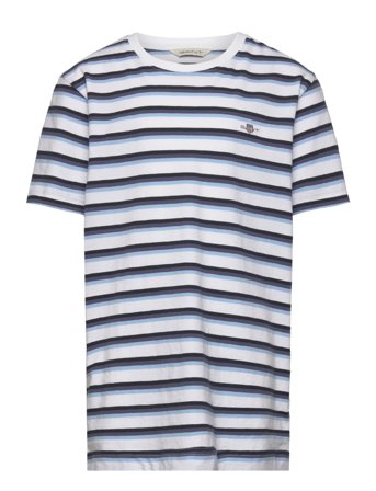 Striped Shield T-Shirt T-shirts Short-sleeved Multi/mønstret GANT*Betinget Tilbud