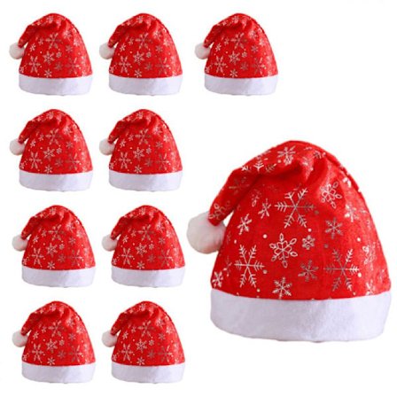 10-pak Gips Nissehuer, Sølv Sne Nissehuer