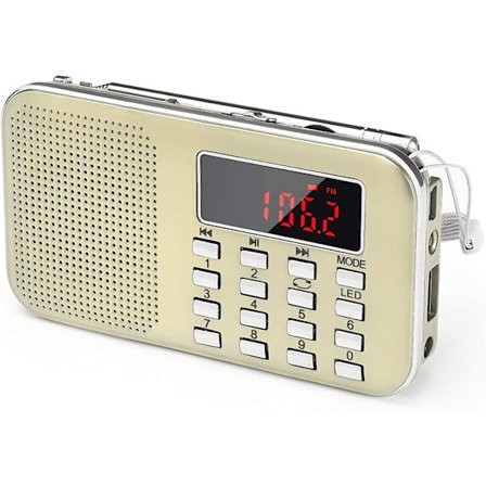 Mini bærbar radio lommeradio med Led lommelygte, digital