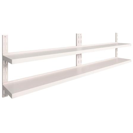 Vidaxl Svävande Vägghylla 2 Plan 2 St Rostfritt Stål 300x30 Cm Grå