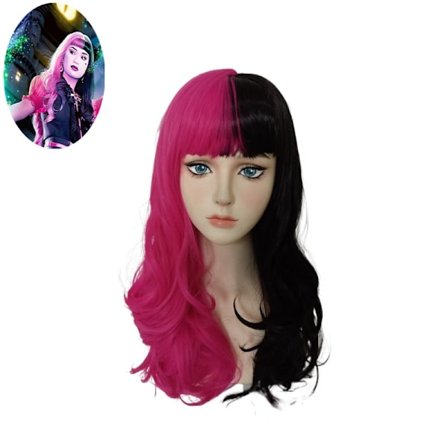 Draculaura Cosplaydrakt Parykk Langt Svart Rosa Varmebestandig Syntetisk Hår Halloweenfest Rollespill Karneval Rekvisitter-FS-