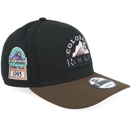 New Era - MLB Svart adjustable Keps - Colorado Rockies Mixed Crowns 9FIFTY Flat 95 Black/Walnut A-frame Adjustable @ Hatstore