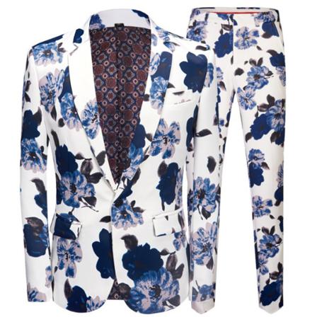 Blommig Kostymjacka För Män Slim Fit Blazer Suits S