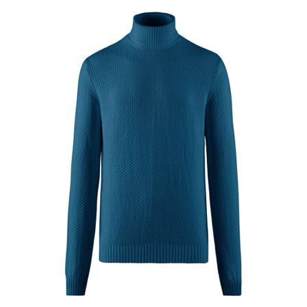 BomBoogie Wool Cotton Blend Tricot Turtleneck blå, Herr Stickade tröjor, Herr, Storlek: 2XL