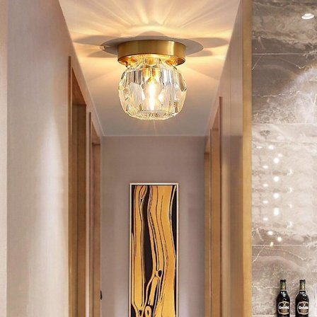 11cm Flush Mount Loftlampe Guld Krystal Metal Moderne
