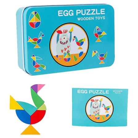 1 Set Trä Pedagogiska Tangram Pussel Geometri