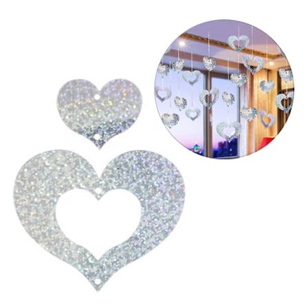 Glitterdraperi med Hjärtan Metallic Silver