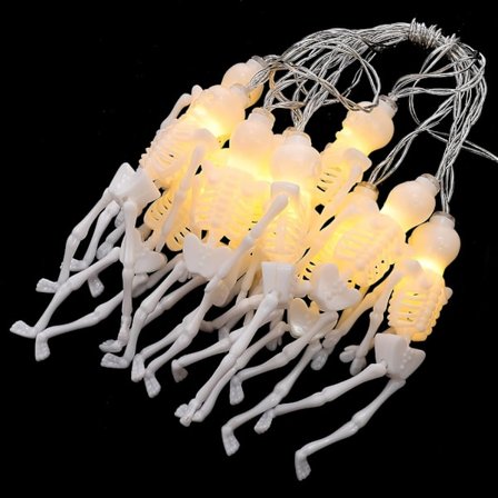 LED-skelett-skalle ljusslinga spöklik lampsträng halloween