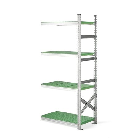 Galvanised food shelving TRANSFORM, add-on unit, 1972x900x500 mm, green