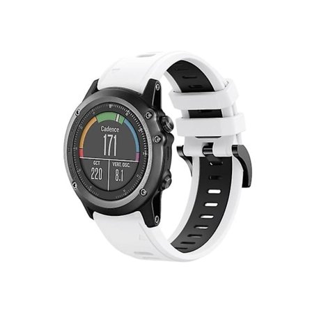 Rem for Garmin Fenix 3 26 mm to-farget hvit-svart sports silikon klokkereim