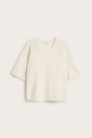 Kappahl | Strikkegenser med perler | Lys beige