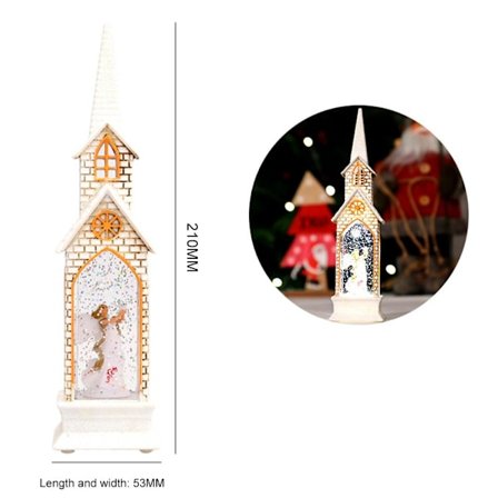 Julekirke Vindlygte Lys Dekorativ Julelampe Ornament til Bordplade Skab[HK]