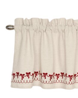 Gardinkappa med broderade rosetter Röd - Jul - Linea